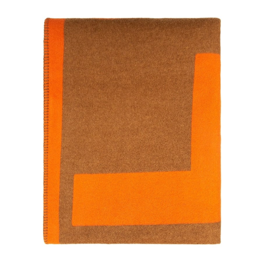 Etro Coperta arancione con logo, view 2