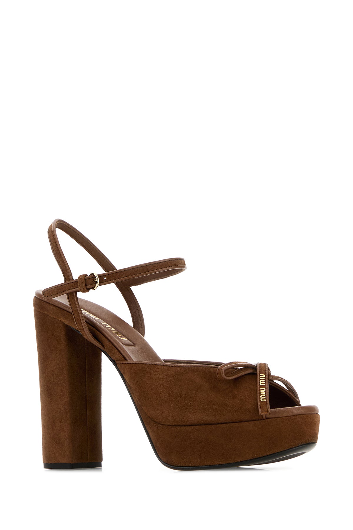 Miu Miu Sandali in pelle scamosciata marrone, view 2