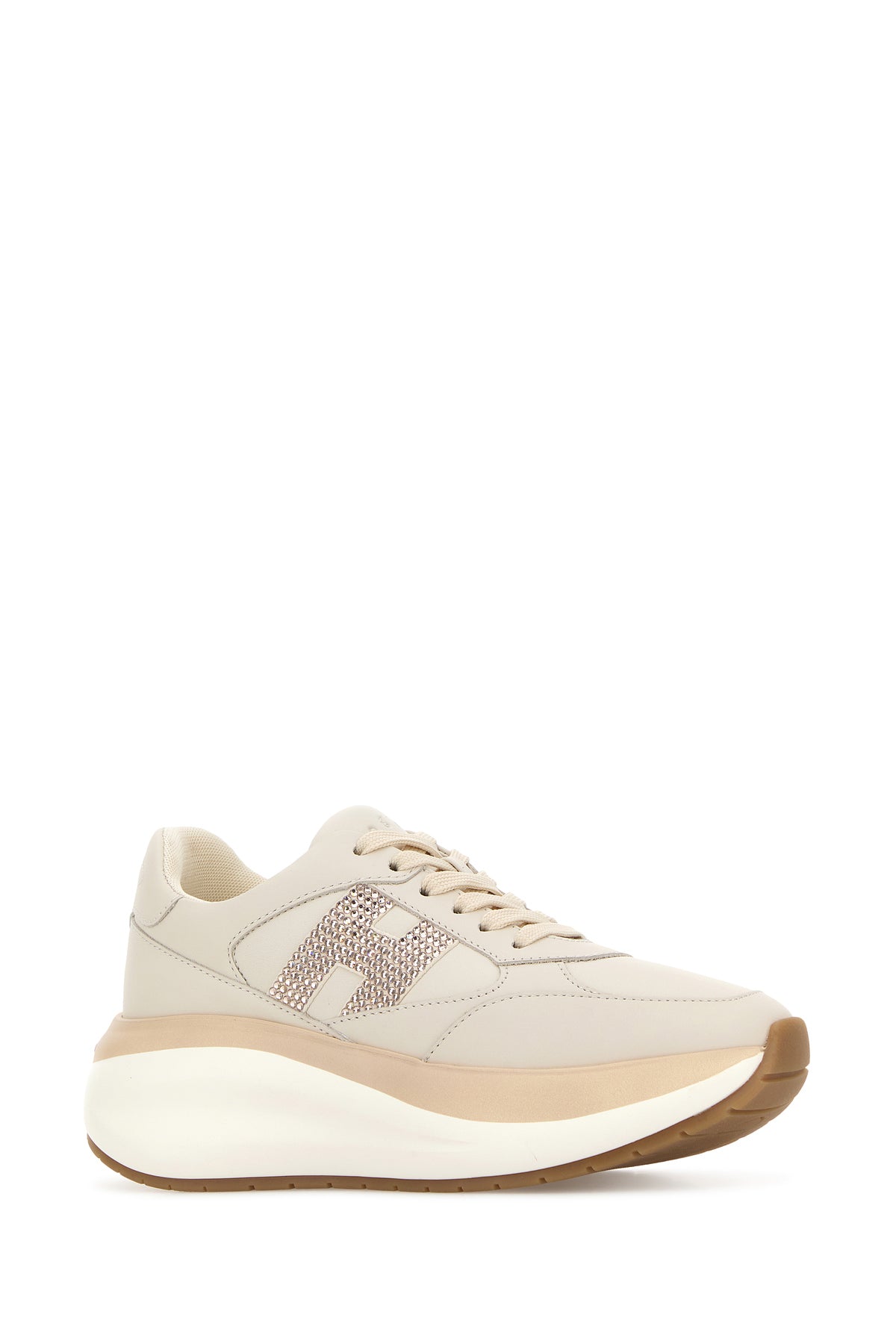 Hogan Sneakers Maxi Active in pelle avorio, view 2
