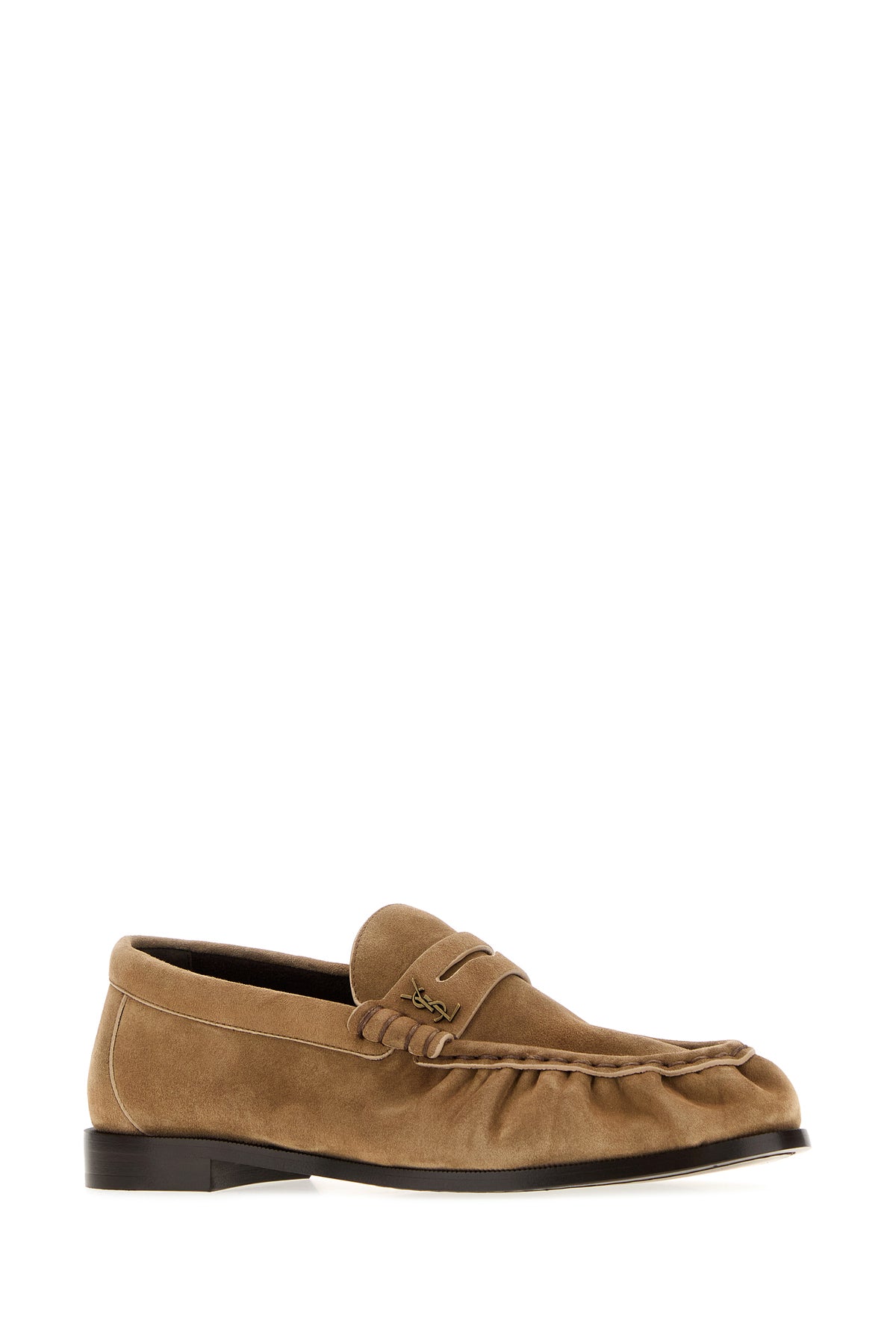 Saint Laurent Mocassini Le Loafer in pelle scamosciata cappuccino, view 2