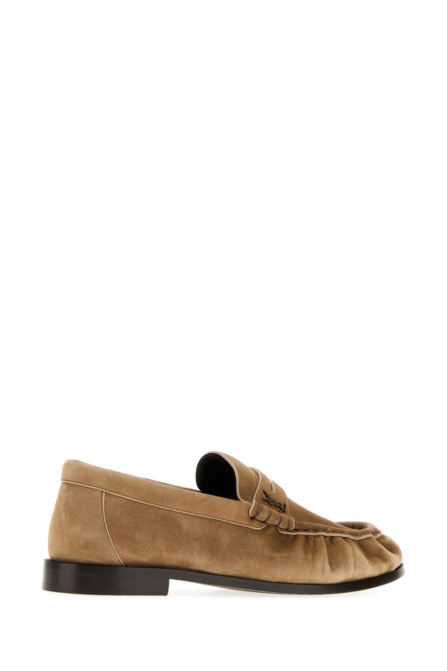 Saint Laurent Mocassini Le Loafer in pelle scamosciata cappuccino, view 3