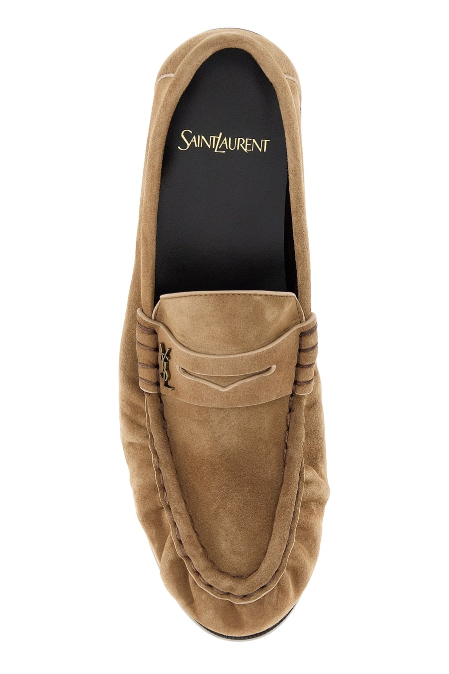 Saint Laurent Mocassini Le Loafer in pelle scamosciata cappuccino, view 4
