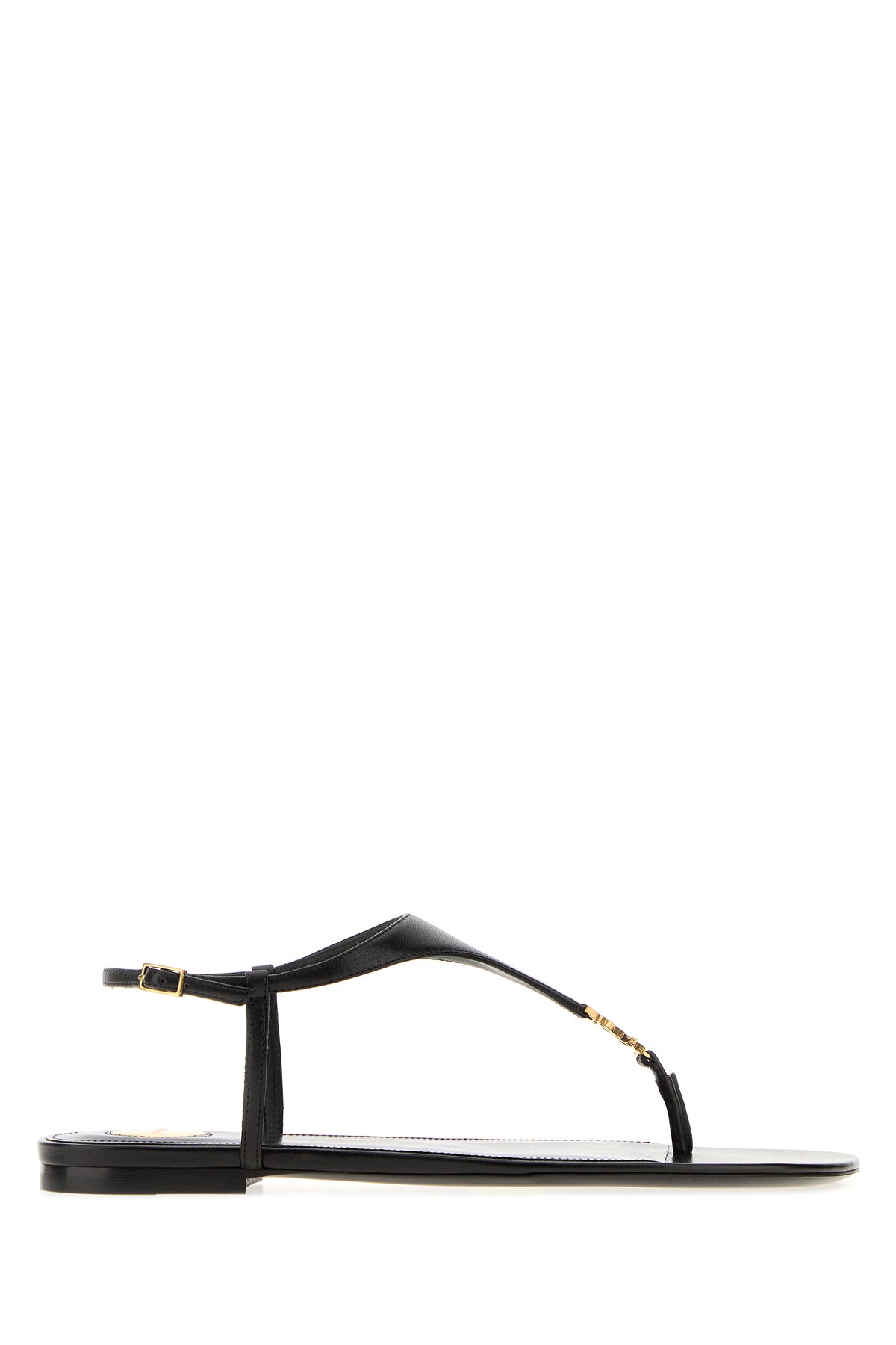 Saint Laurent Sandali infradito Cassandre in pelle nera