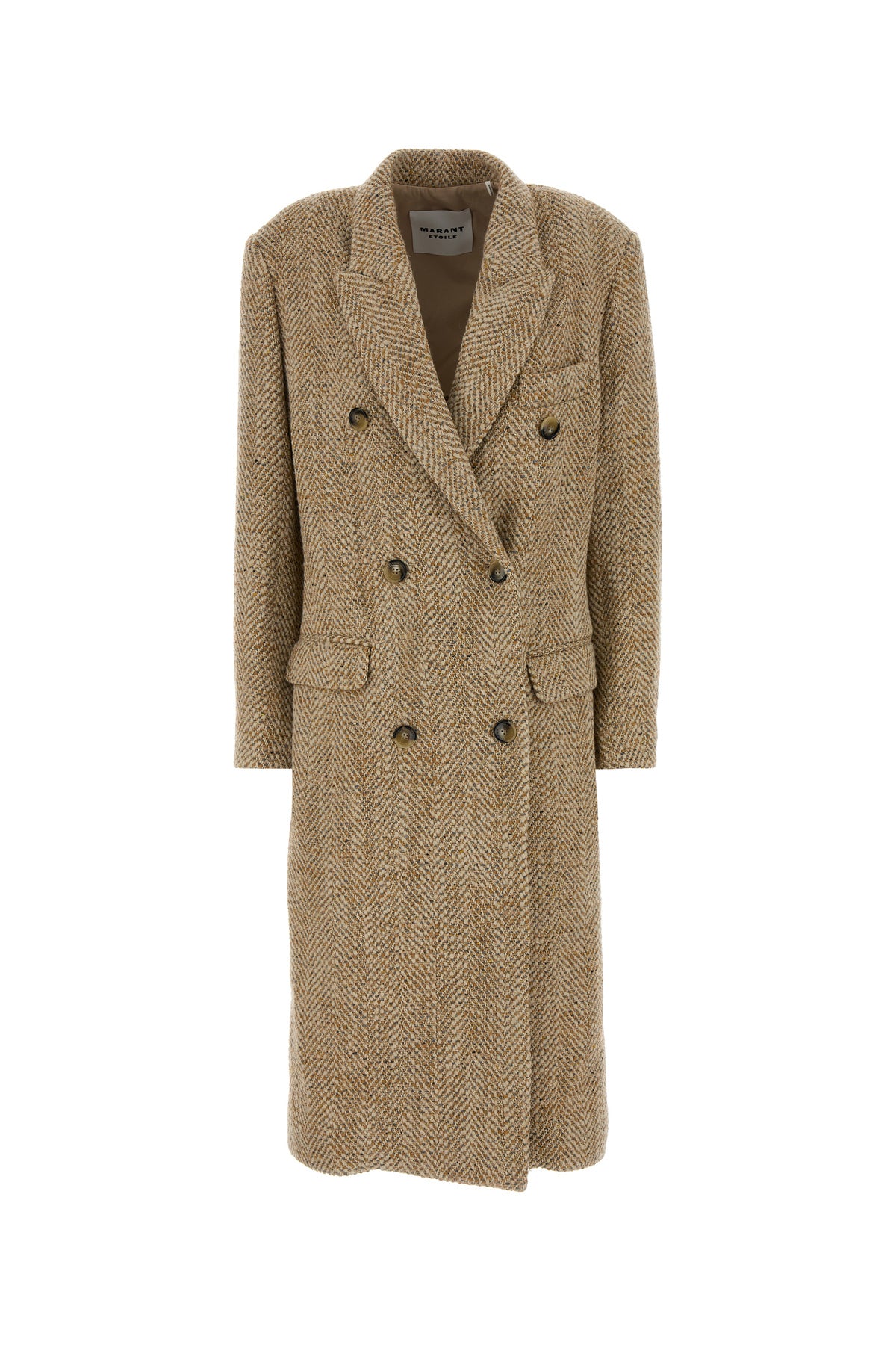ISABEL MARANT ETOILE Cappotto Pilda in maglia beige melangé