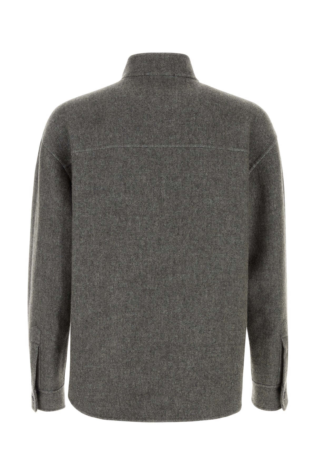 Giorgio Armani Overshirt in misto seta grigia, view 2