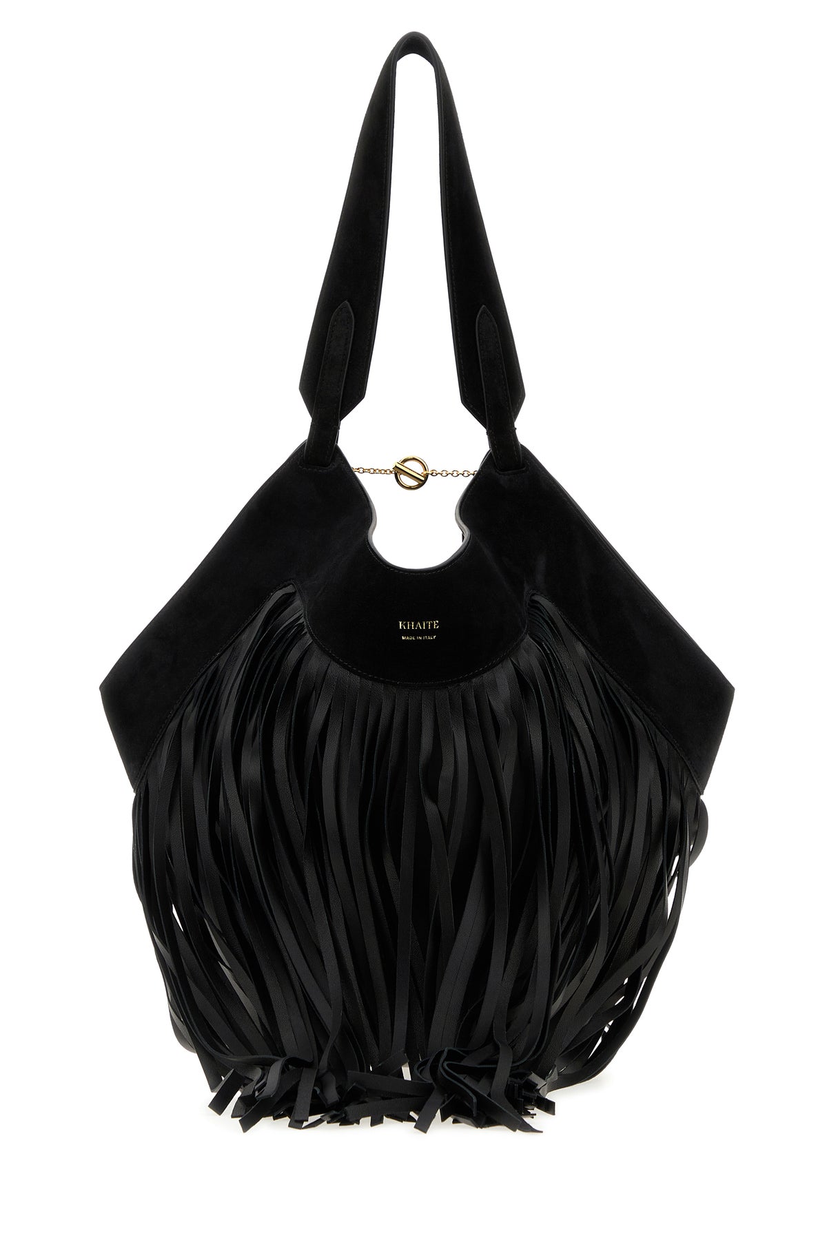 KHAITE Borsa shopping Lotus piccola in pelle nera