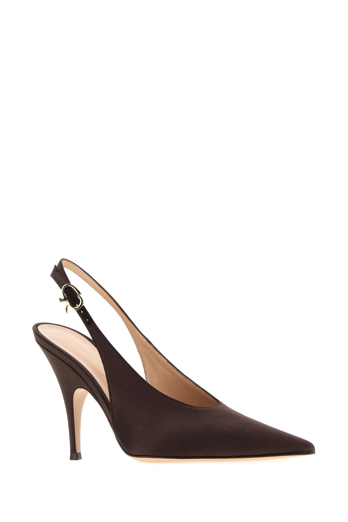 GIANVITO ROSSI Scarpe con tacco Sofia in raso marrone, view 2