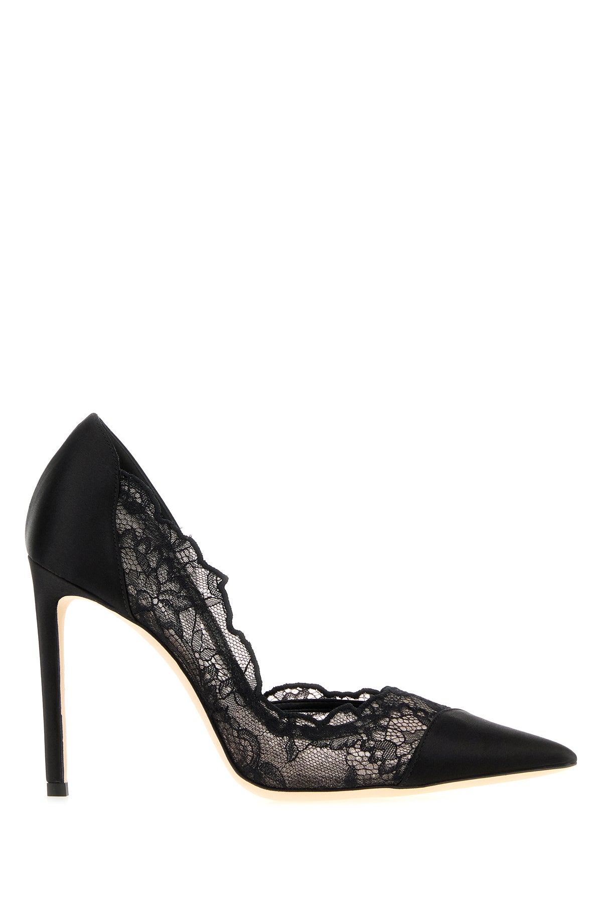 Jimmy Choo Scarpe con tacco Brigitte 100 nere in raso e pizzo