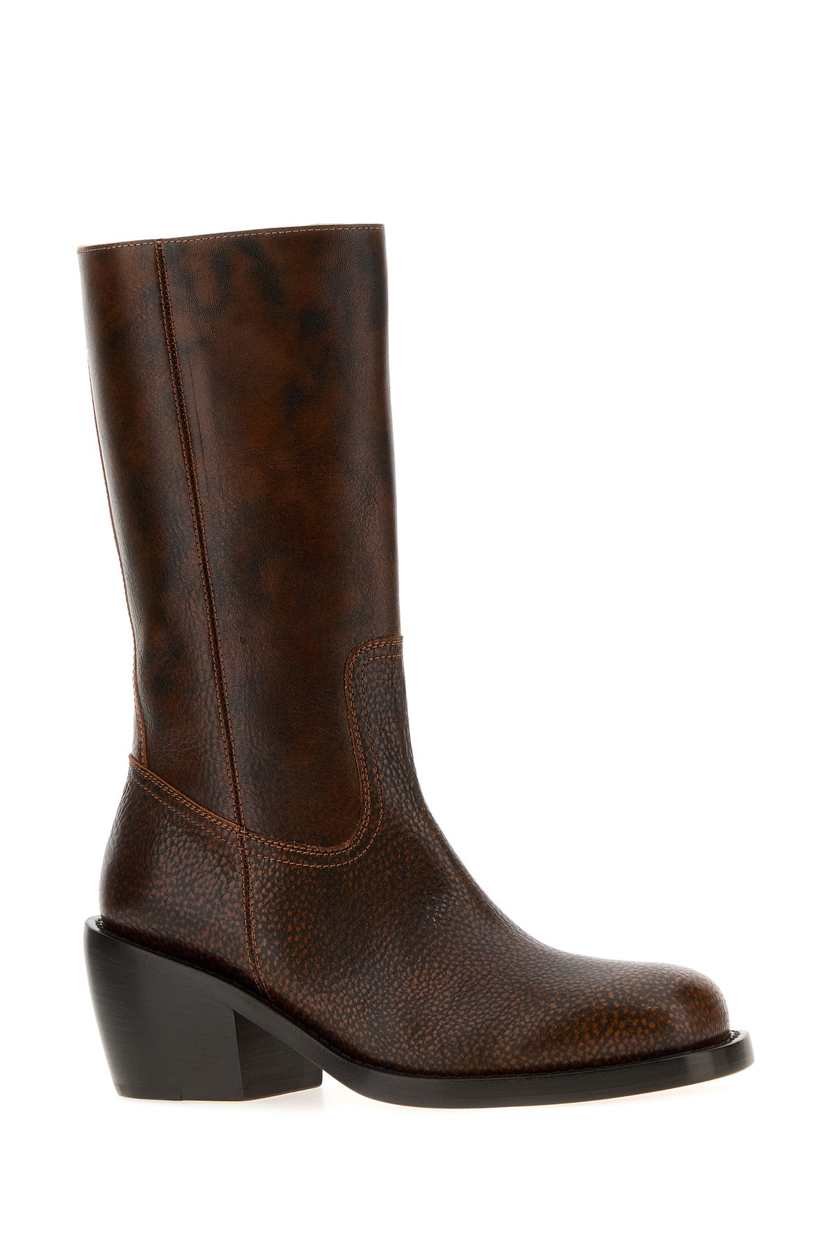 Dries Van Noten Stivali in pelle marrone, view 2