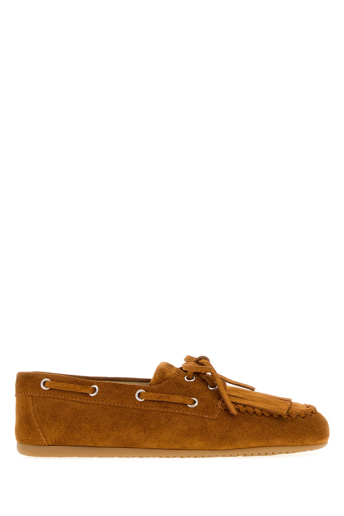 Miu Miu Mocassini in pelle scamosciata caramello
