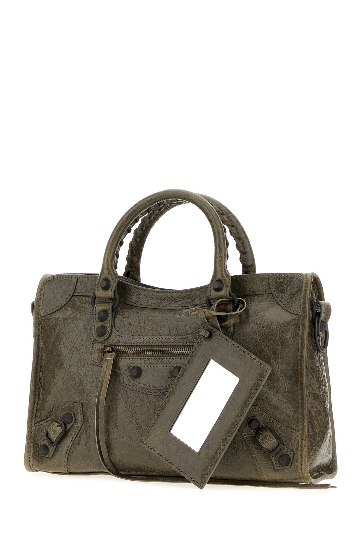 Balenciaga Borsa a mano Le City piccola in pelle verde oliva, view 2