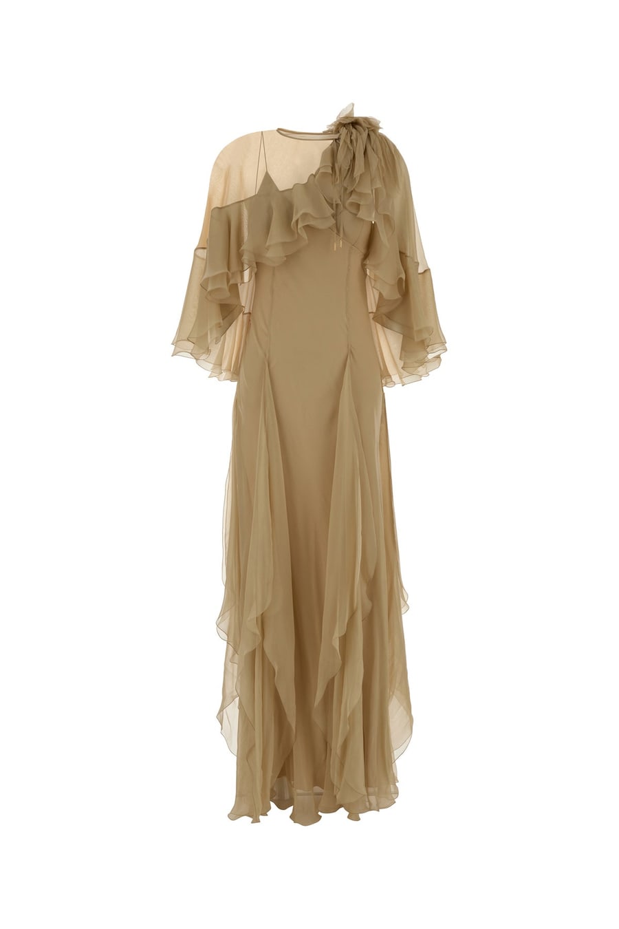 ALBERTA FERRETTI Abito lungo in seta beige
