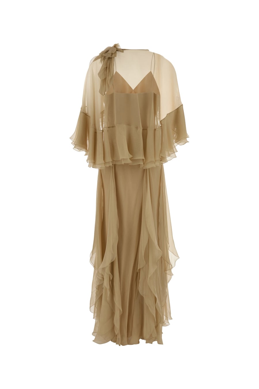 ALBERTA FERRETTI Abito lungo in seta beige, view 2