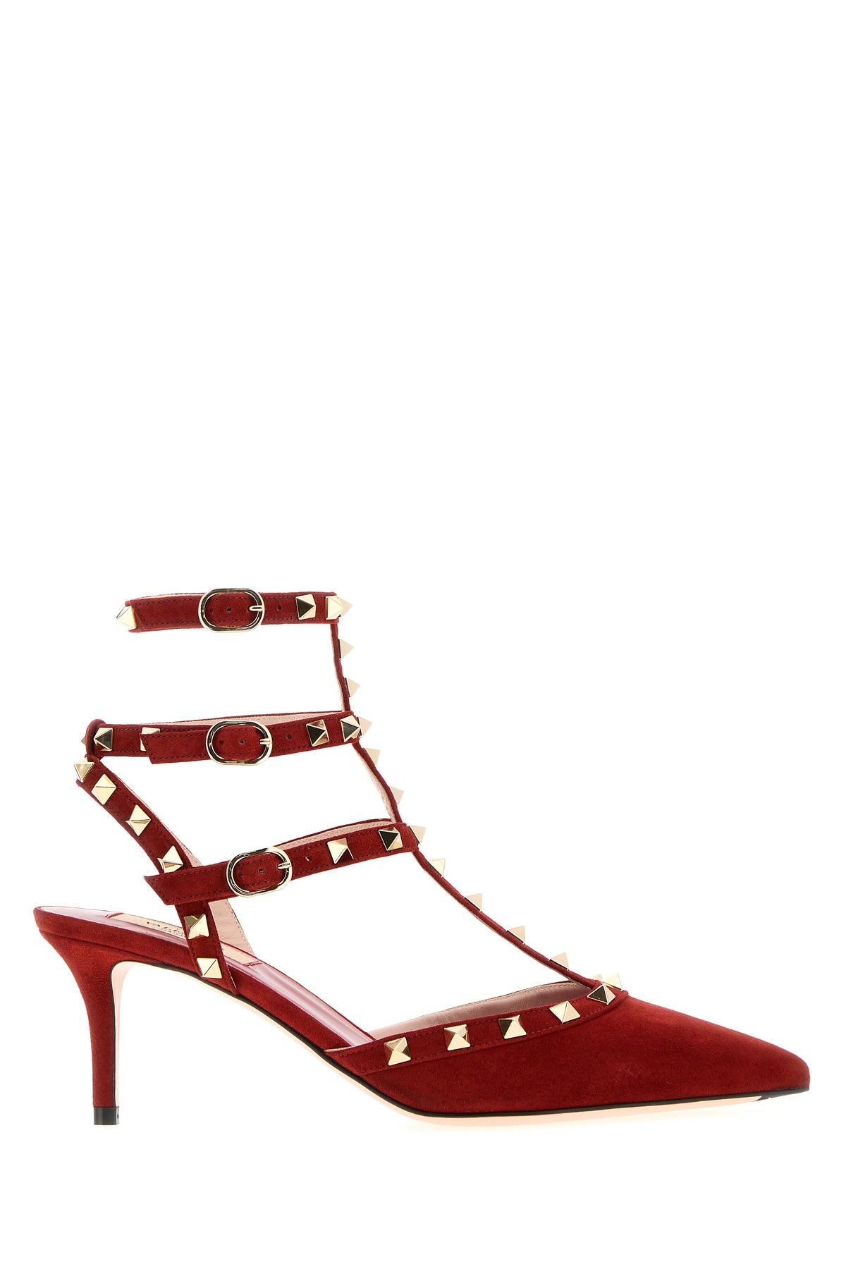 Valentino Garavani Scarpe con tacco Rockstud in pelle scamosciata rossa