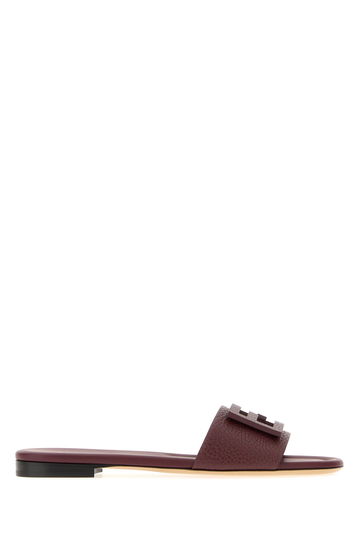 Fendi Slippers Baguette in pelle melanzana