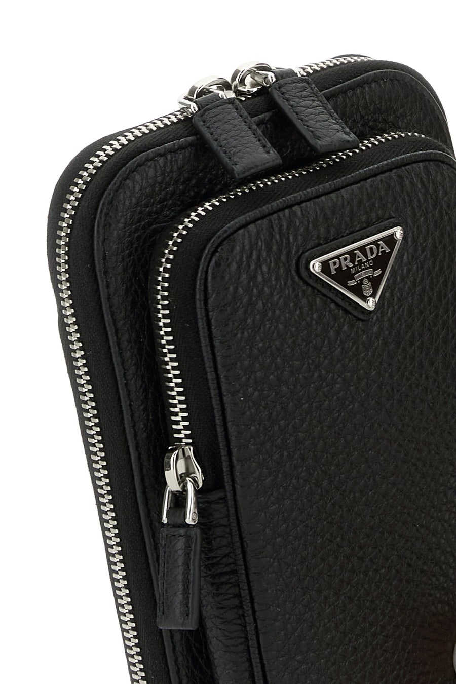 Prada Porta cellulare in pelle nera, view 4