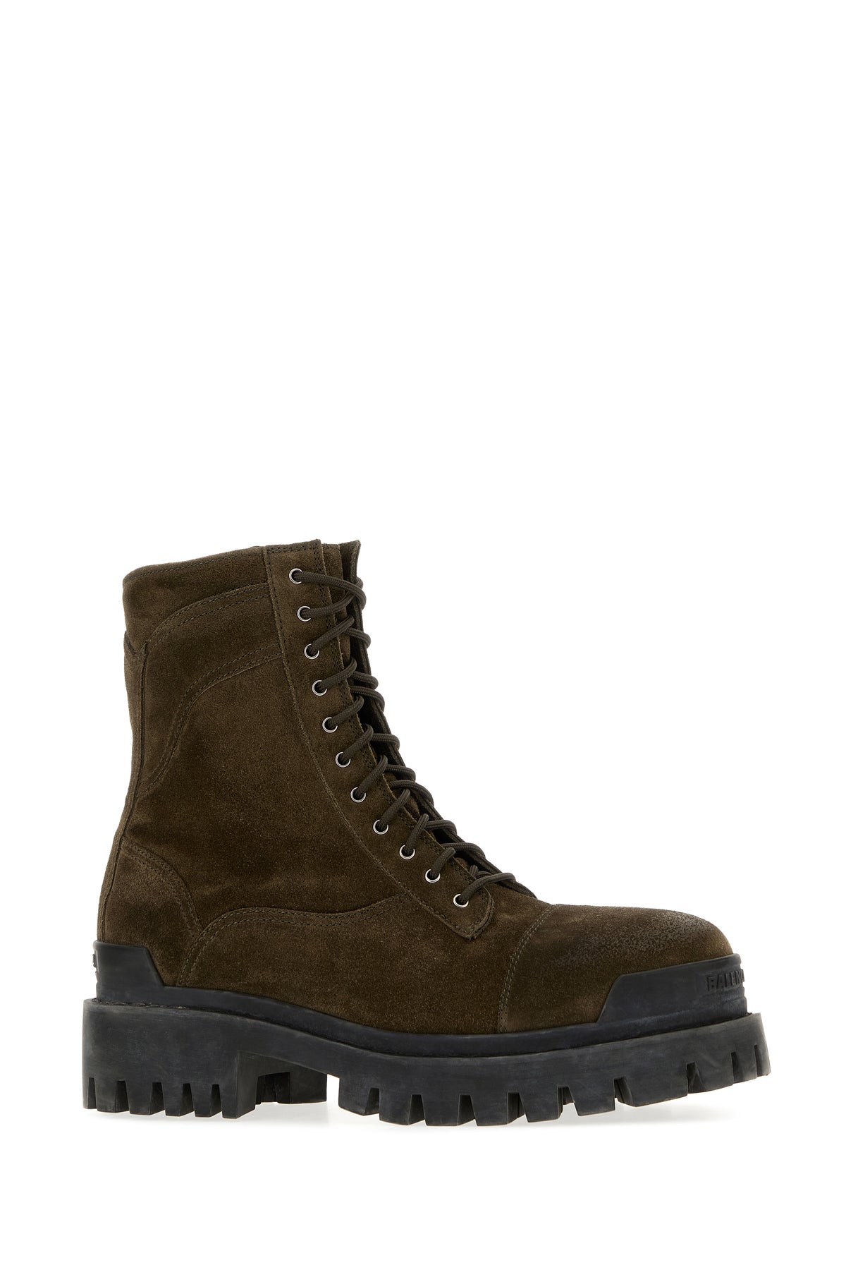 Balenciaga Stivaletti Combat Strike in pelle scamosciata marrone, view 2