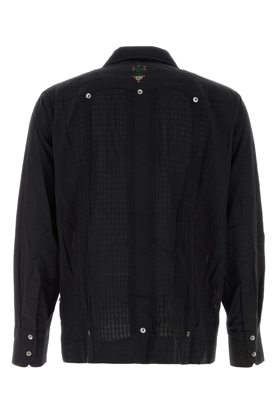 BAZISZT Camicia Byrsa in cotone nero, view 2