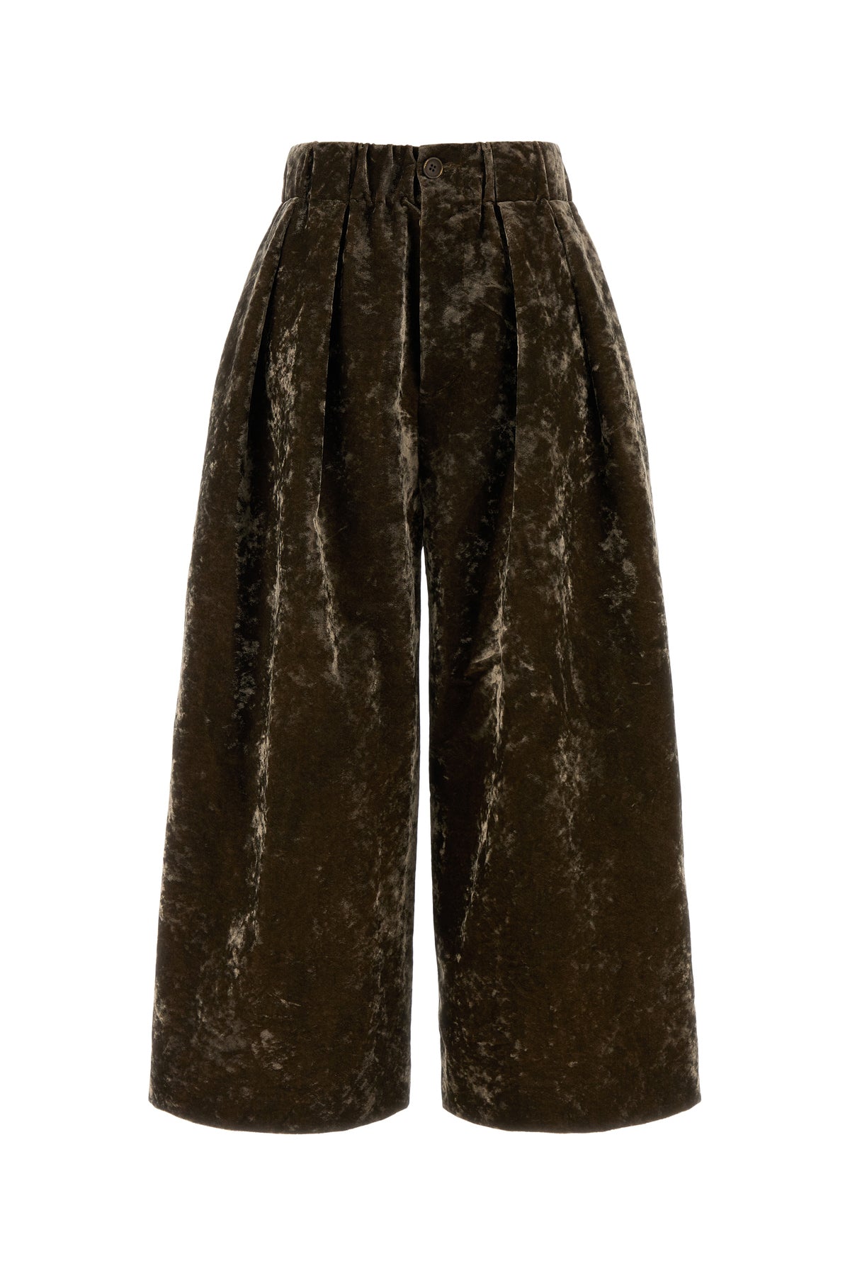 UMA WANG Pantalone dalla gamba Poetic ampia in velluto marrone