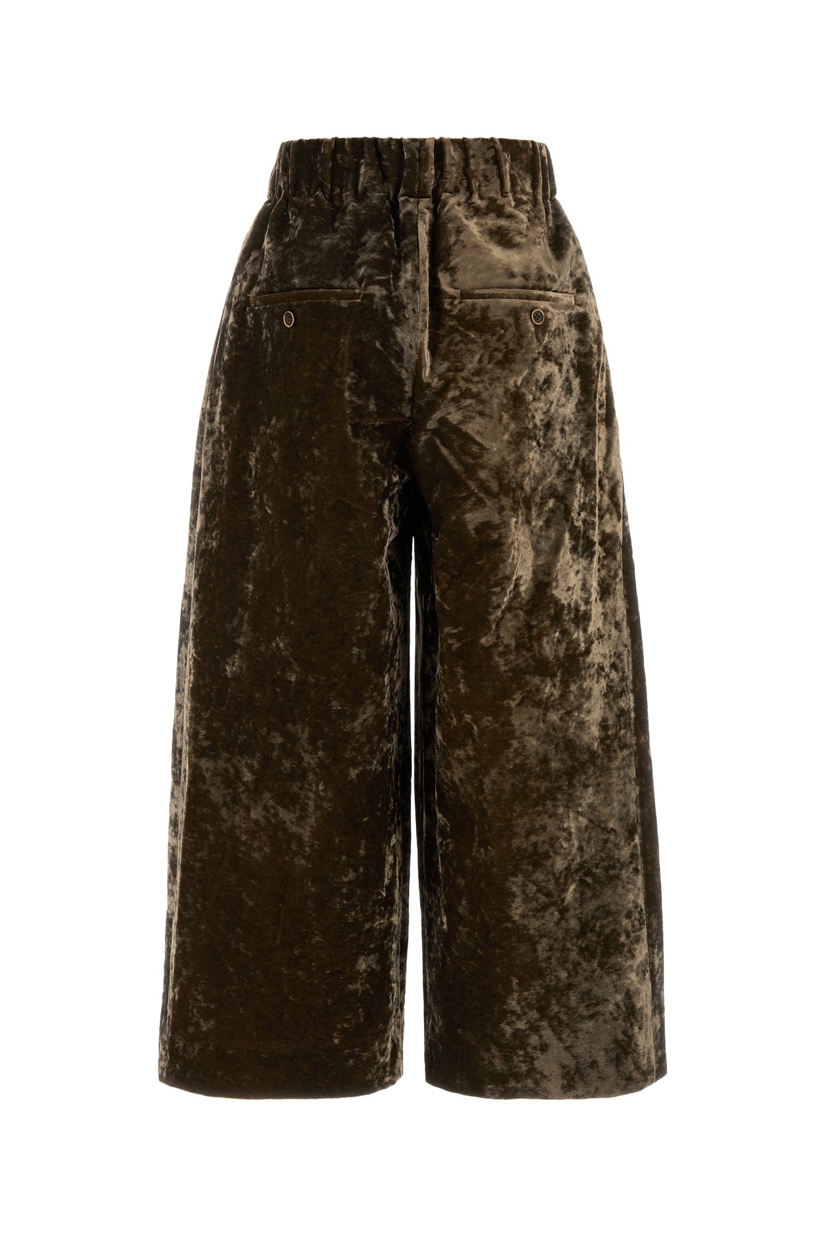 UMA WANG Pantalone dalla gamba Poetic ampia in velluto marrone, view 2