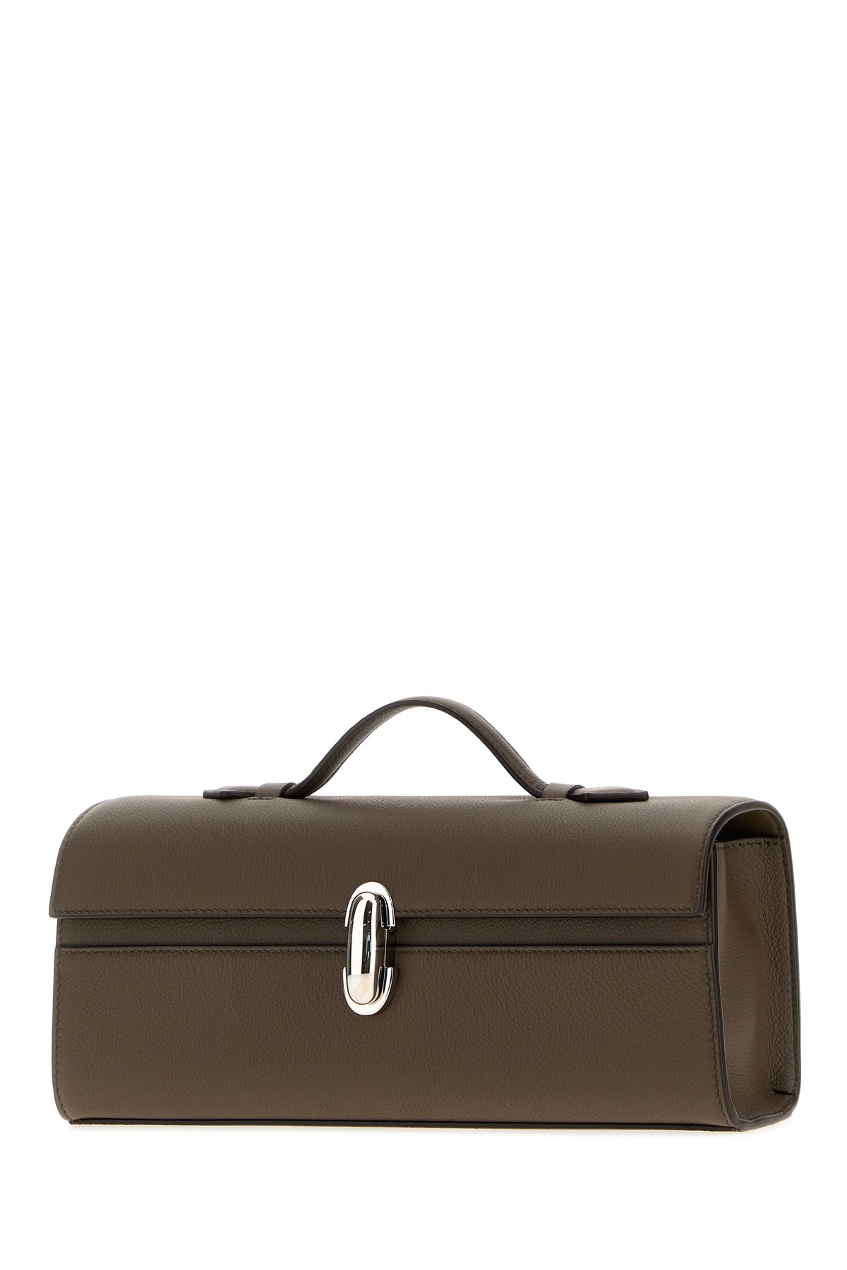 SAVETTE Borsa a mano Slim Symmetry in pelle fango, view 2