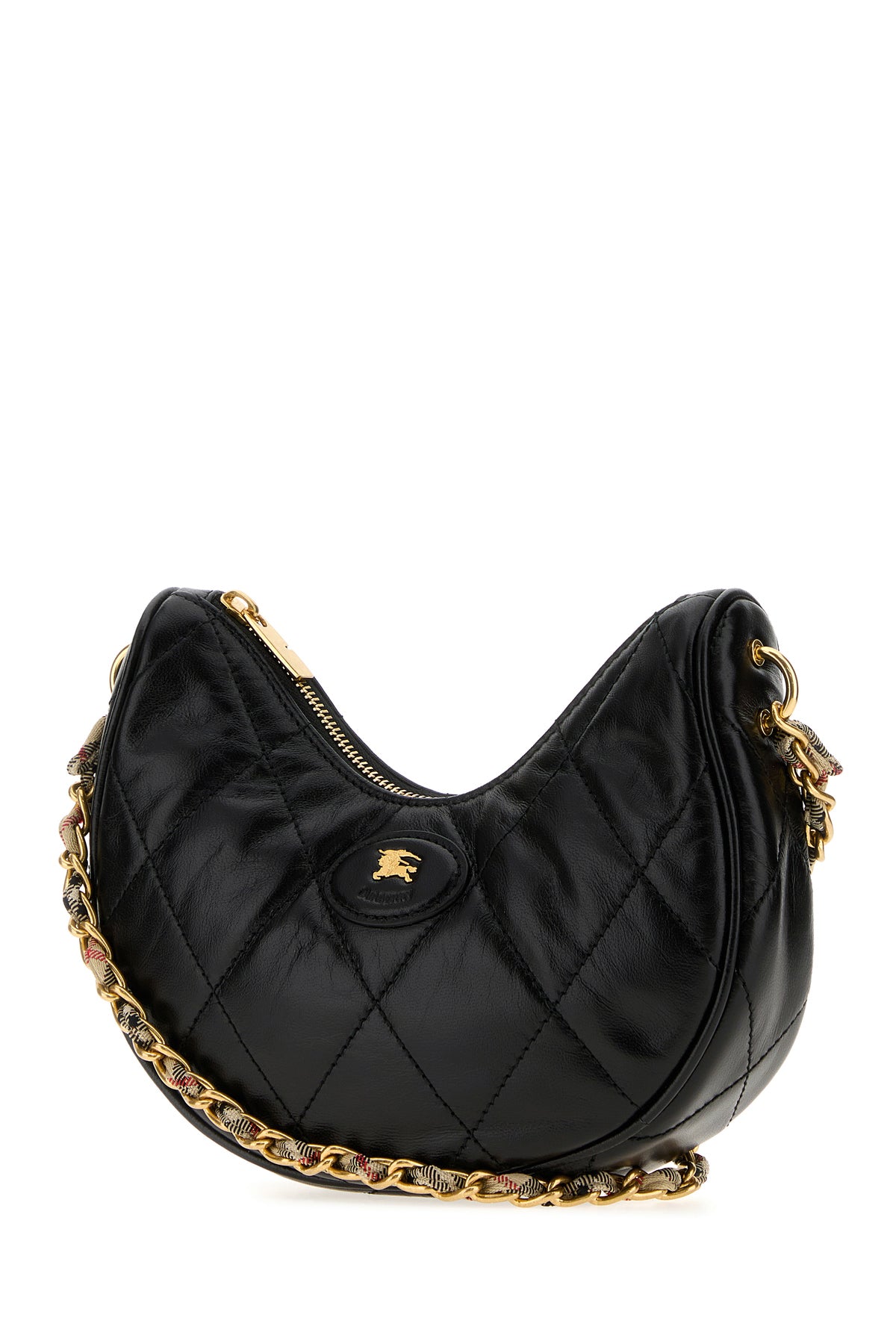 Burberry Borsa a spalla Horseshoe in pelle nera, view 2