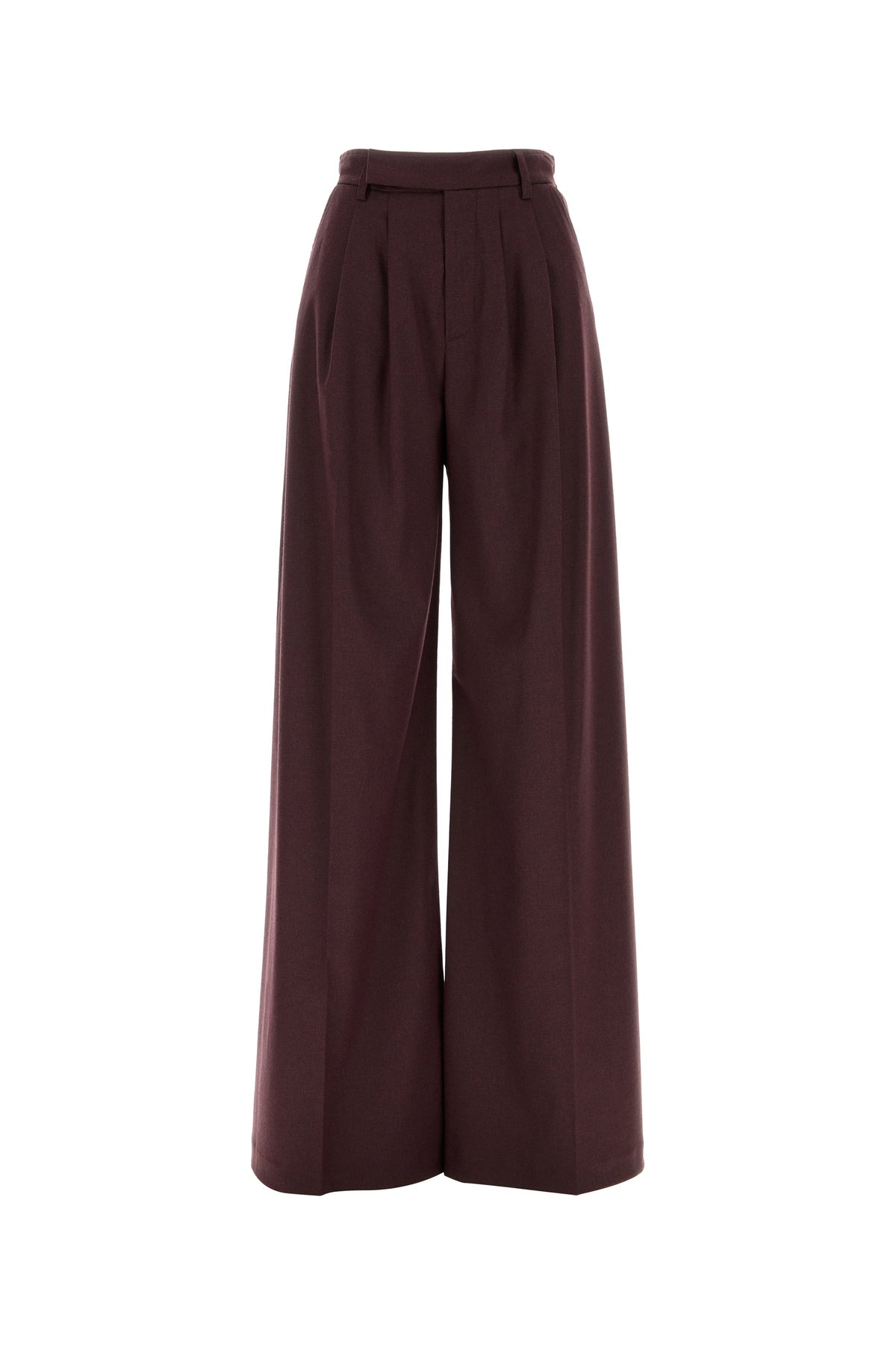 LE SULLY STUDIO Pantalone dalla gamba ampia in flanella stretch melanzana