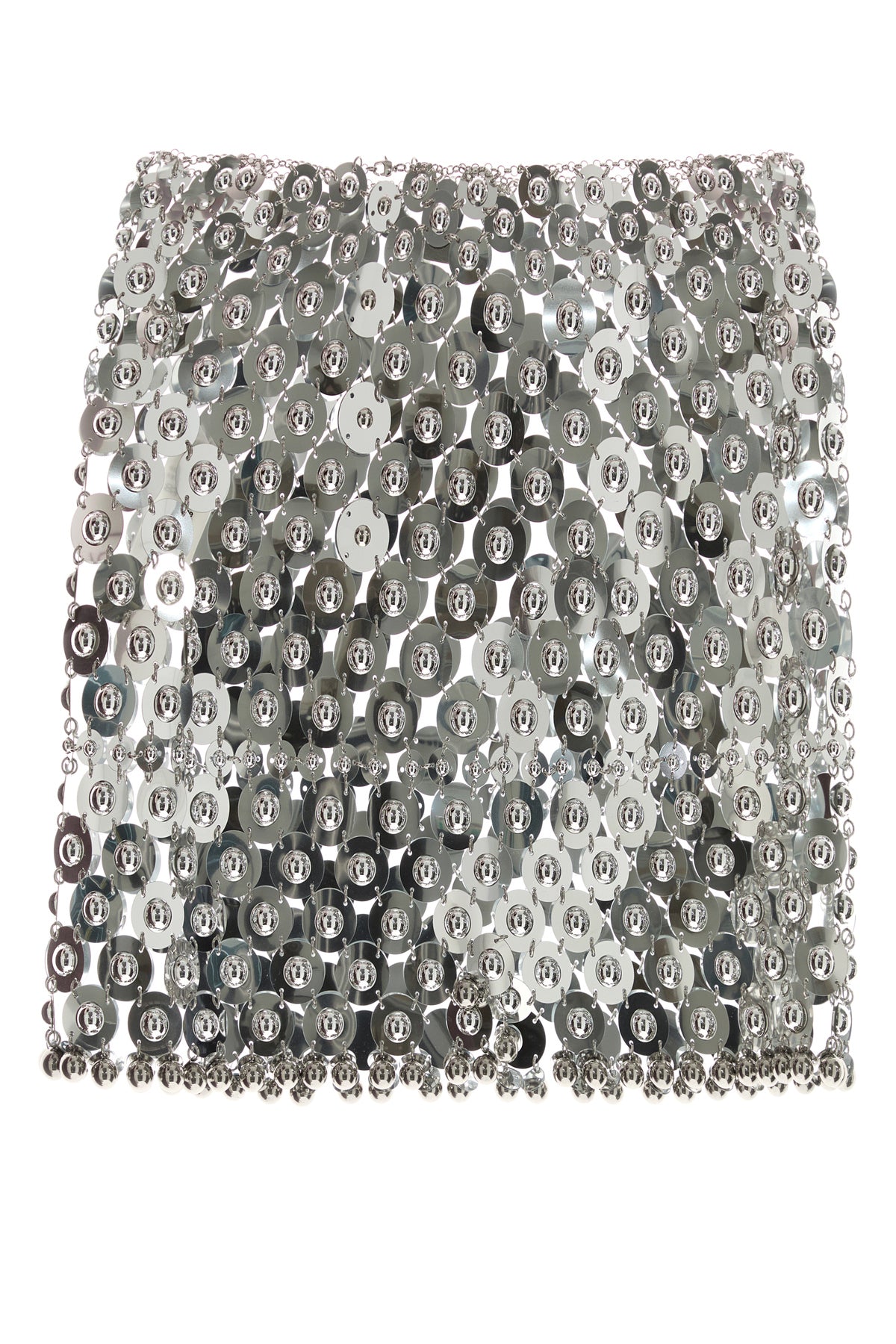 RABANNE Minigonna in maglia metallica argento