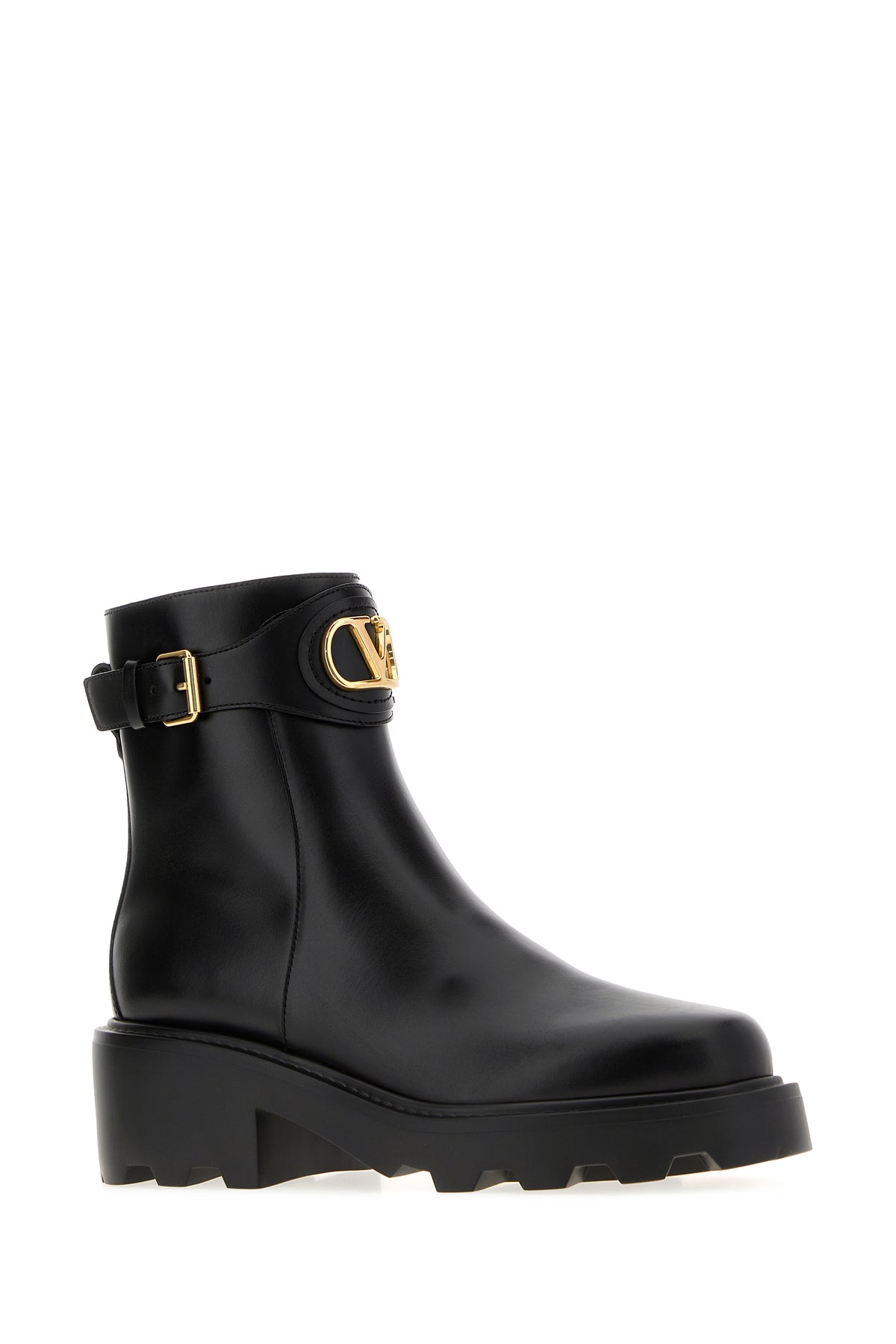 Valentino Garavani Stivaletti VLogo Signature in pelle nera, view 2