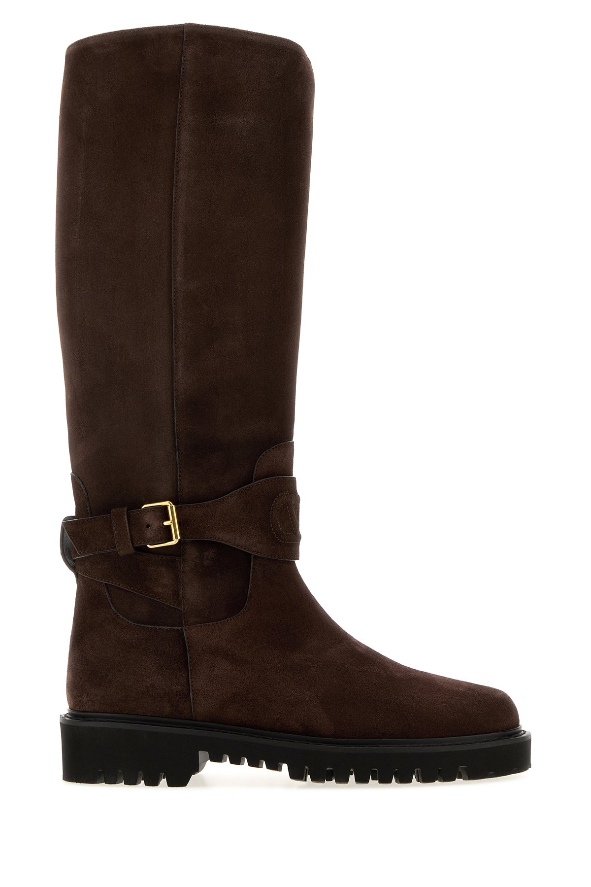Valentino Garavani Stivali VLogo Signature in pelle scamosciata marrone
