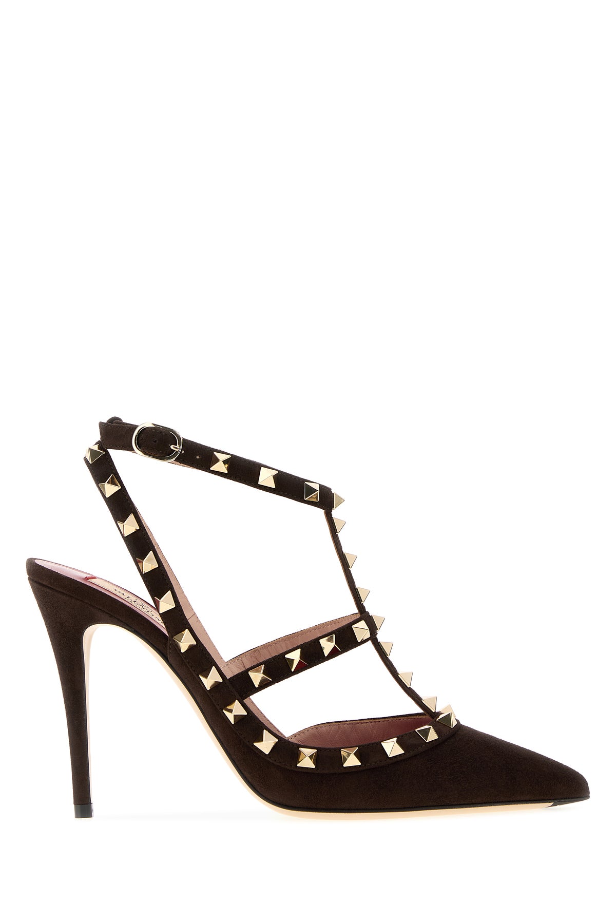 Valentino Garavani Scarpe con tacco Rockstud in pelle scamosciata marrone