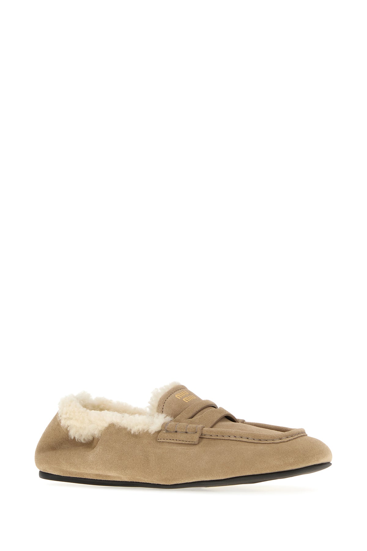 Miu Miu Mocassini in pelle scamosciata beige, view 2