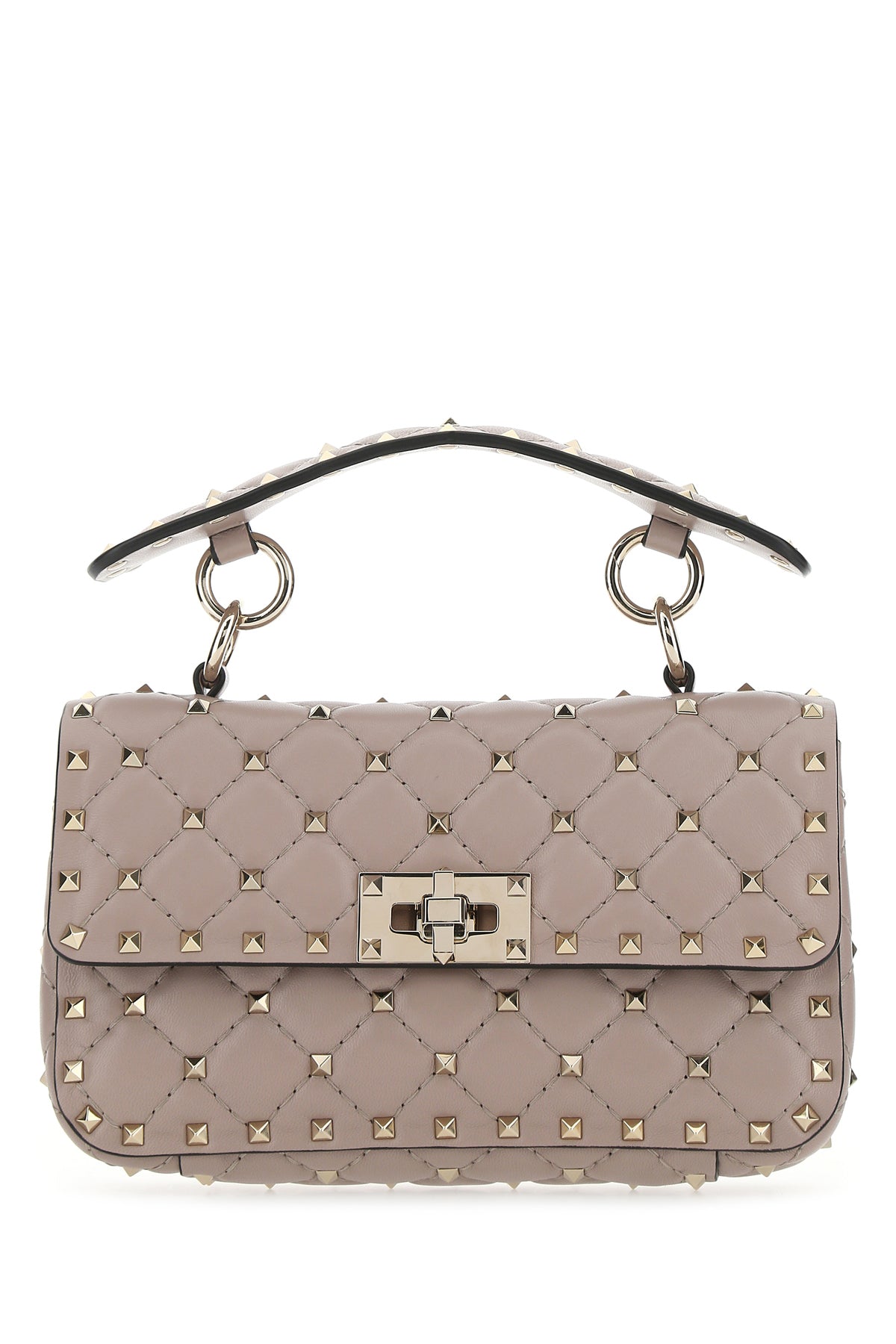 Valentino Garavani Borsa a mano Rockstud Spike piccola in nappa rosa cipria