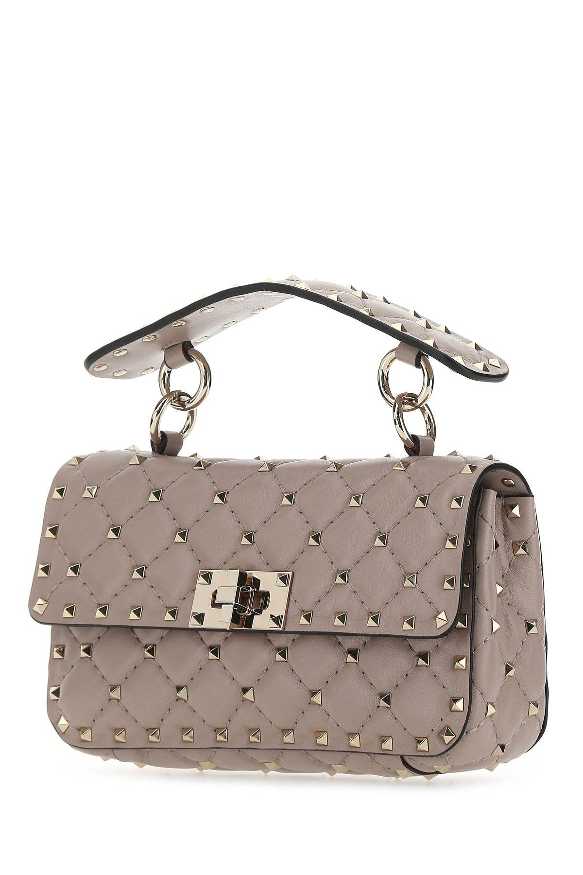 Valentino Garavani Borsa a mano Rockstud Spike piccola in nappa rosa cipria, view 2