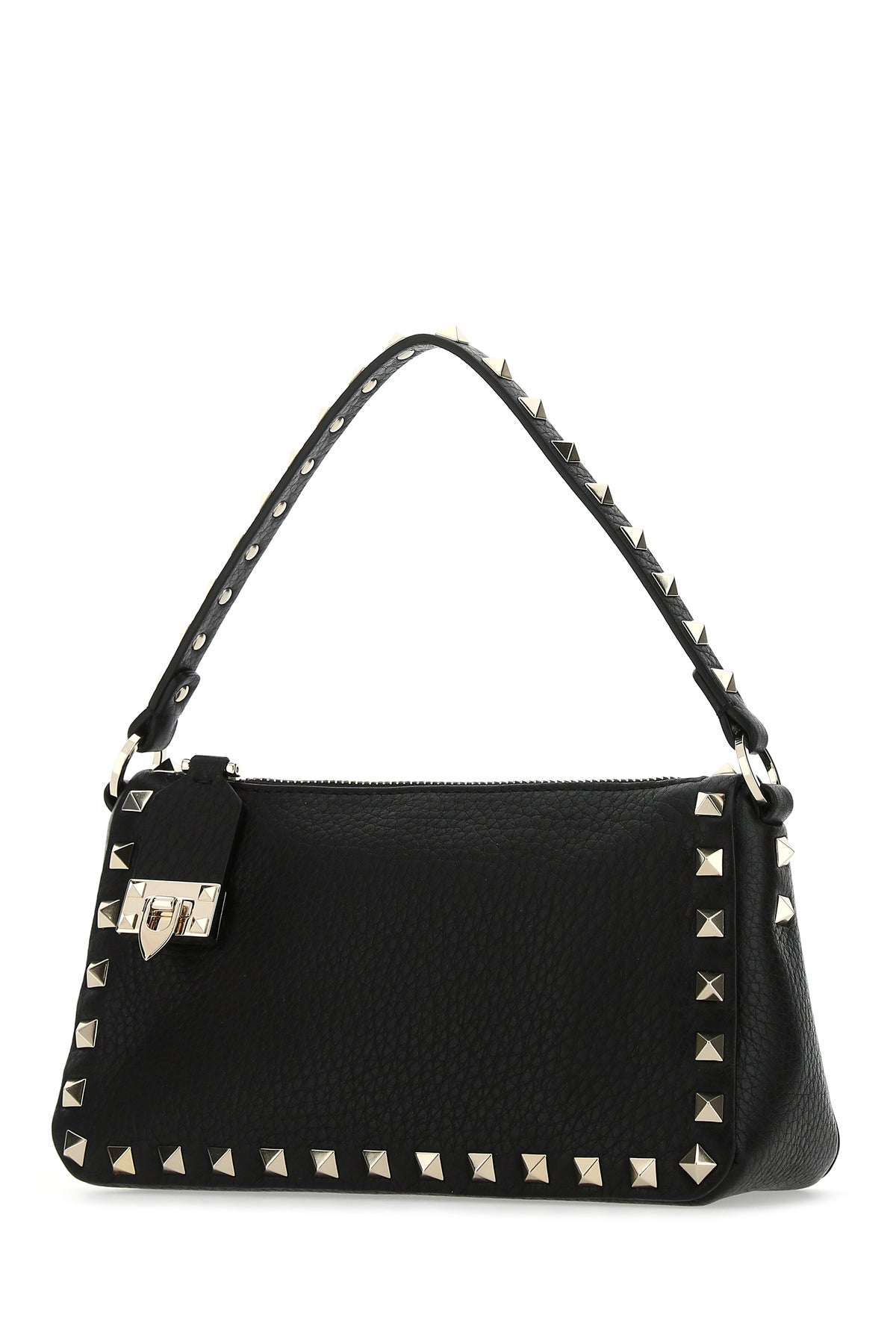 Valentino Garavani Borsa a mano Rockstud piccola in pelle nera, view 2