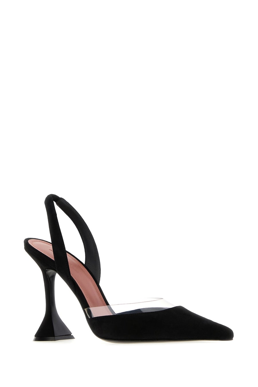 Amina Muaddi Scarpe con tacco Lara in pelle scamosciata nera, view 2