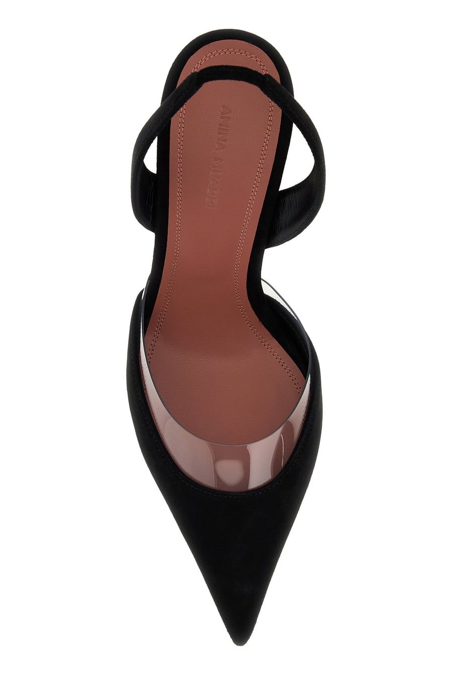 Amina Muaddi Scarpe con tacco Lara in pelle scamosciata nera, view 4