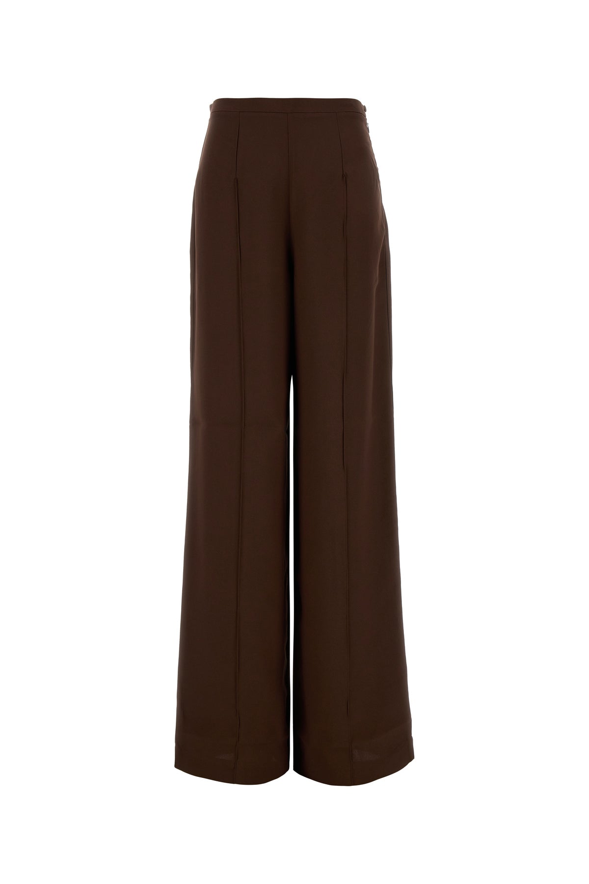 TALLER MARMO Pantalone Marlene dalla gamba ampia in crepe cioccolato
