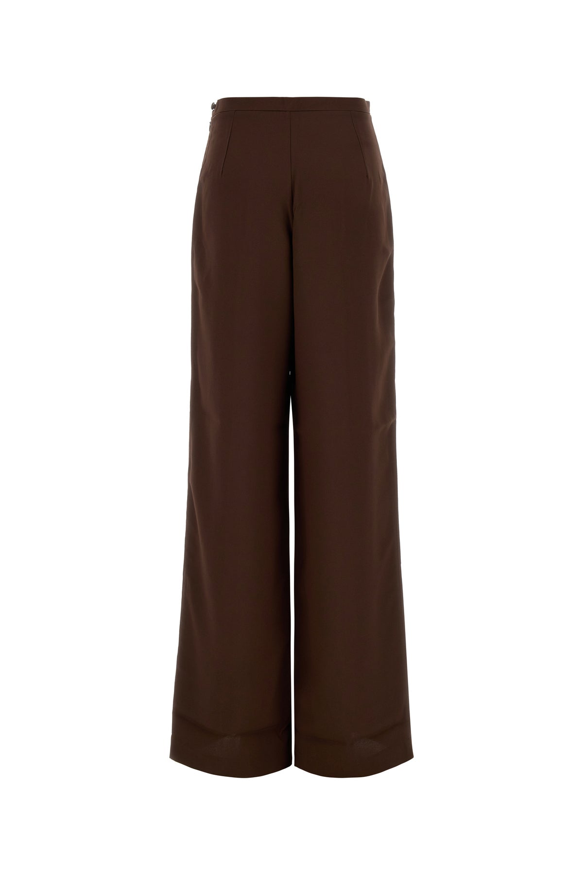 TALLER MARMO Pantalone Marlene dalla gamba ampia in crepe cioccolato, view 2