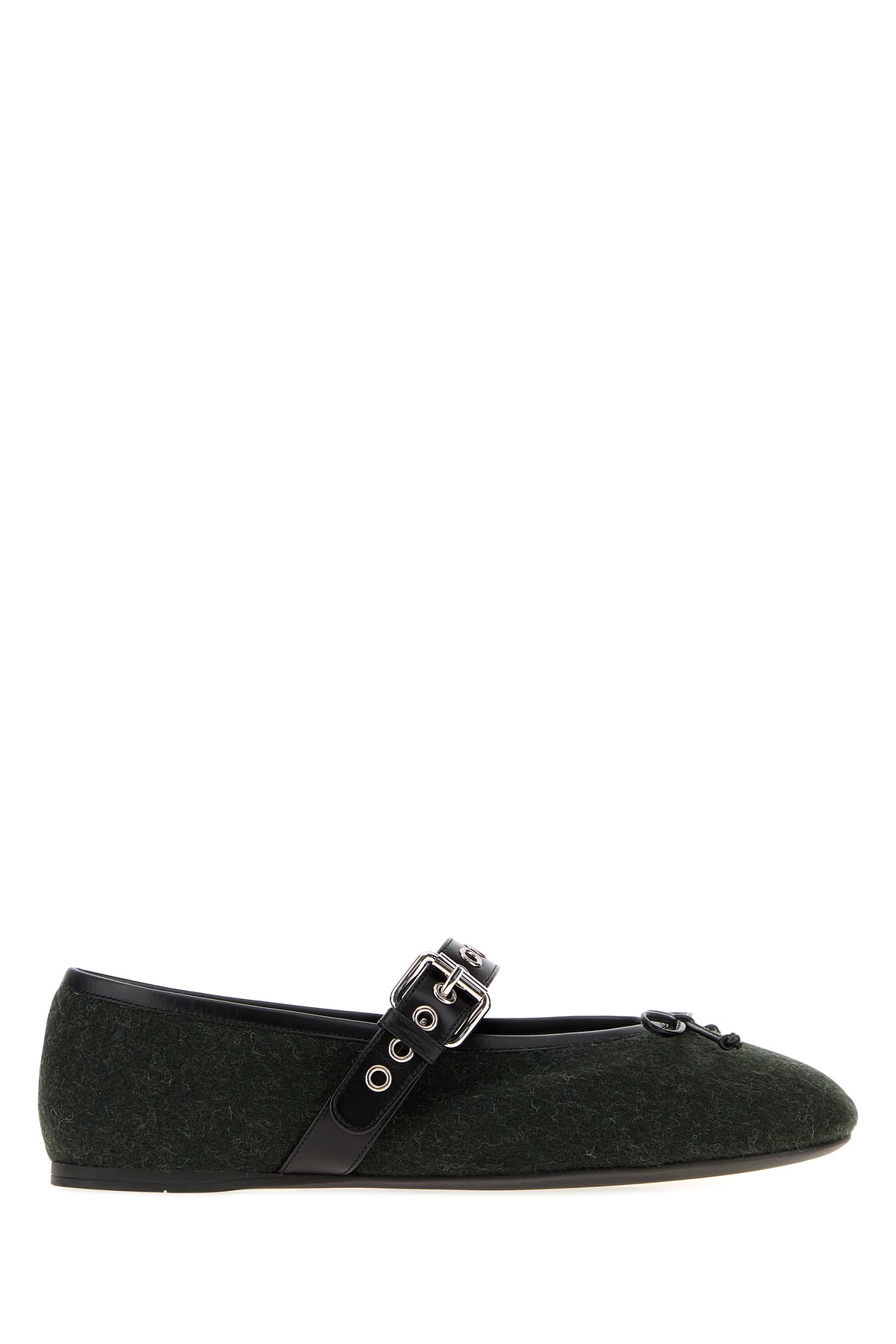 Miu Miu Ballerine in flanella verde bottiglia