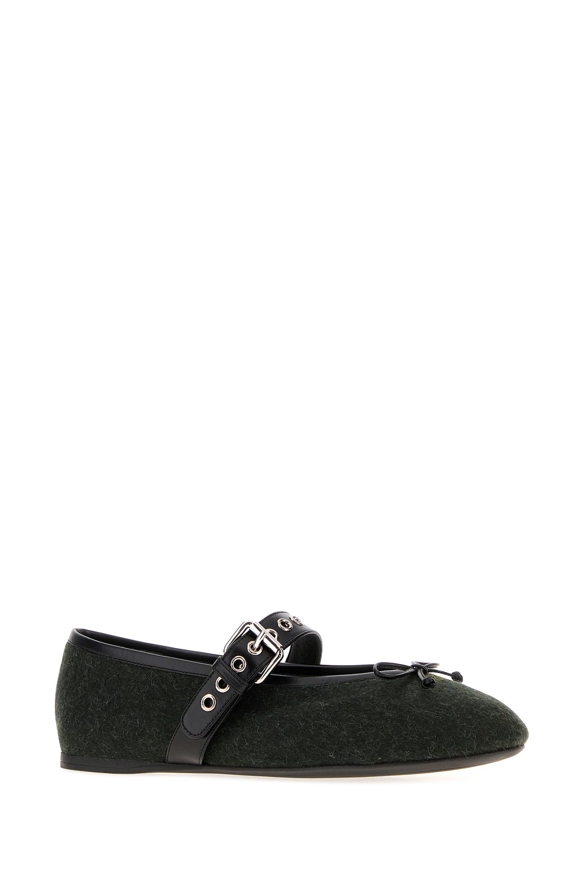Miu Miu Ballerine in flanella verde bottiglia, view 2