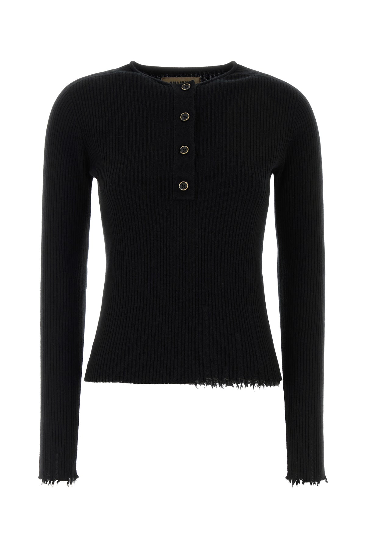 UMA WANG Maglione Henley in cashmere nero