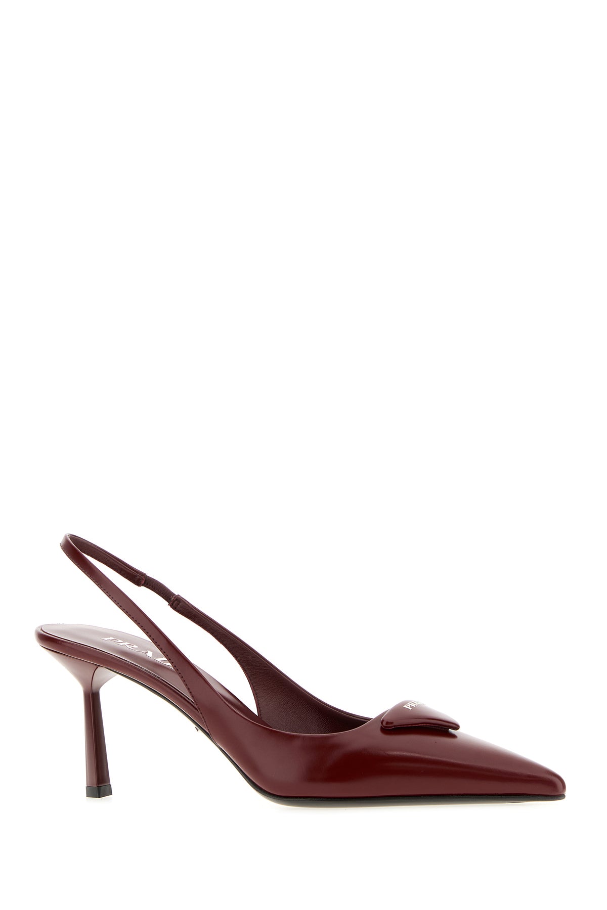 Prada Scarpe con tacco in pelle bordeaux, view 2