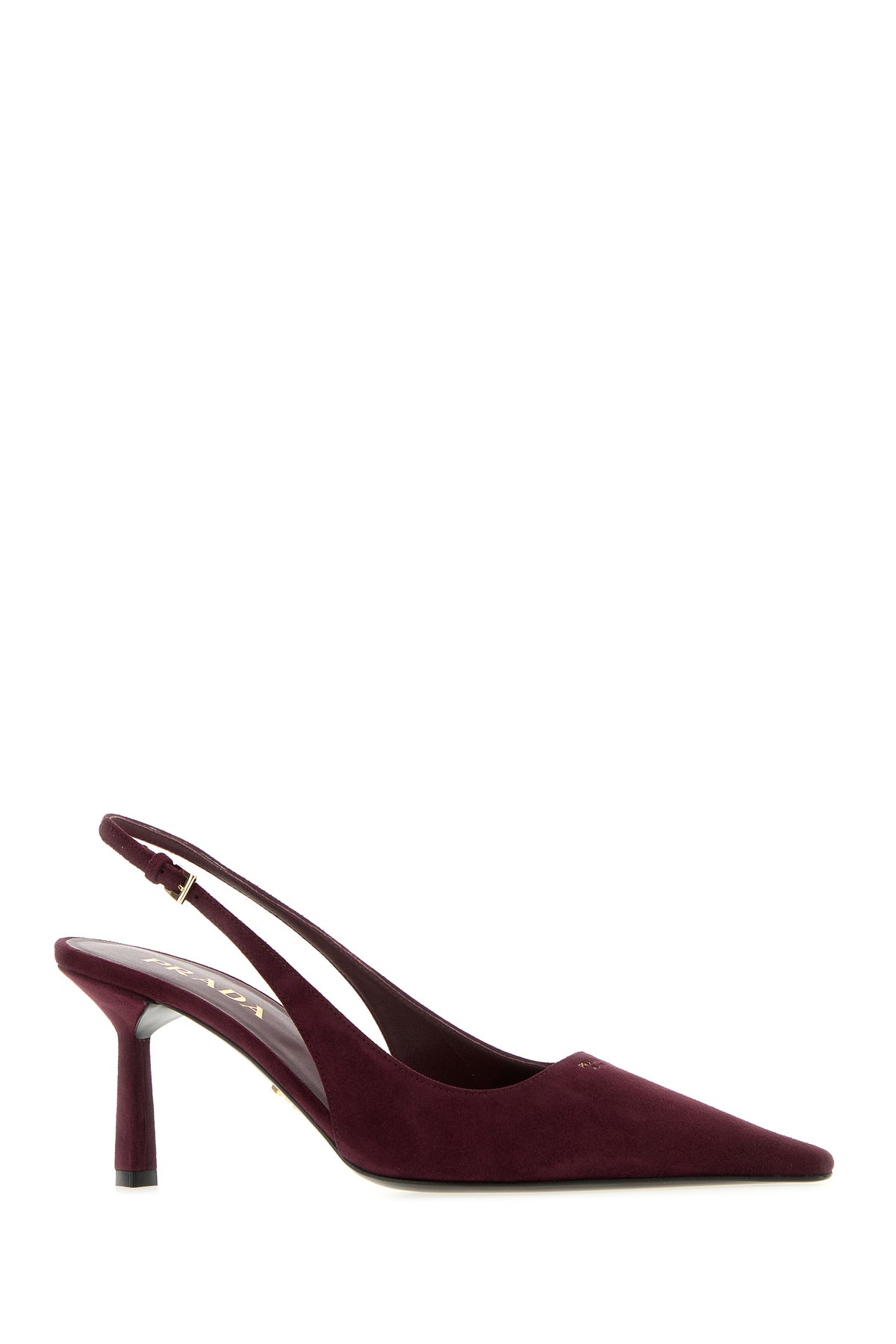 Prada Scarpe con tacco in pelle scamosciata melanzana, view 2