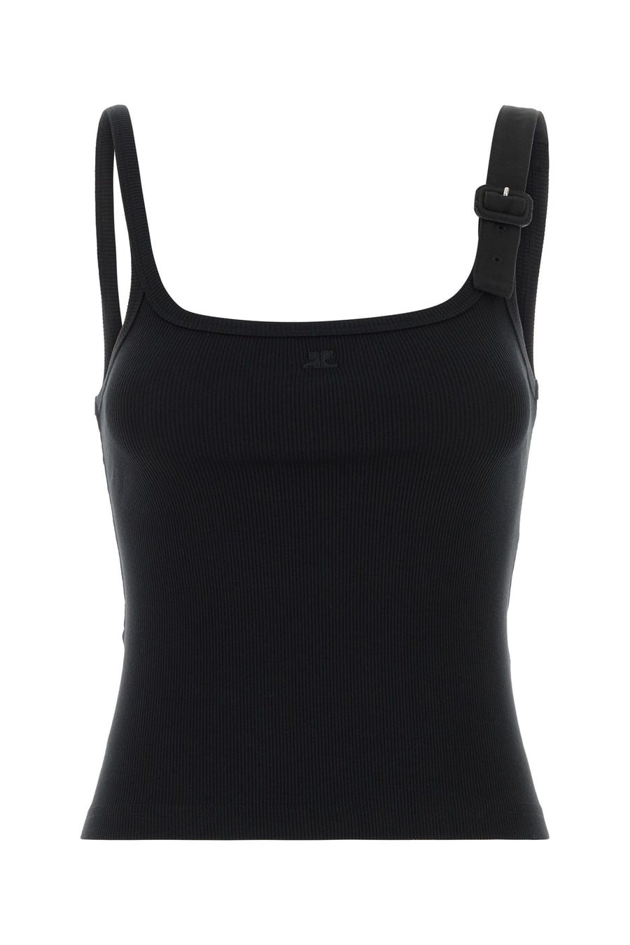 COURREGES Canotta in cotone stretch nero