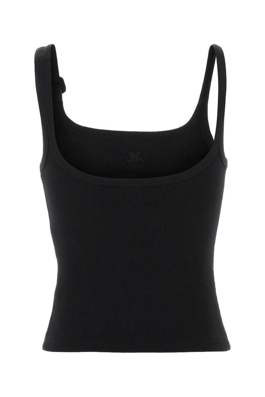 COURREGES Canotta in cotone stretch nero, view 2