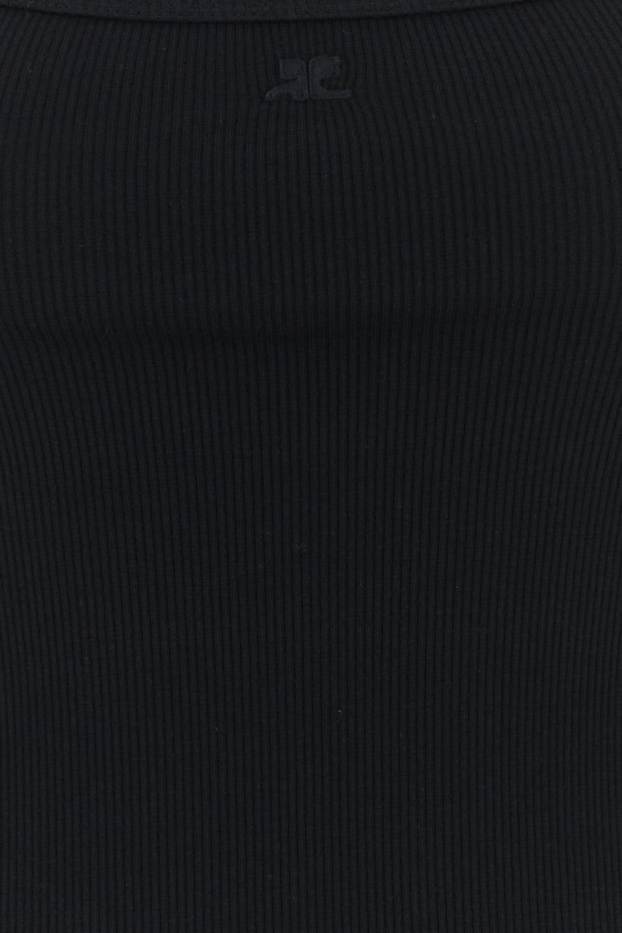 COURREGES Canotta in cotone stretch nero, view 3