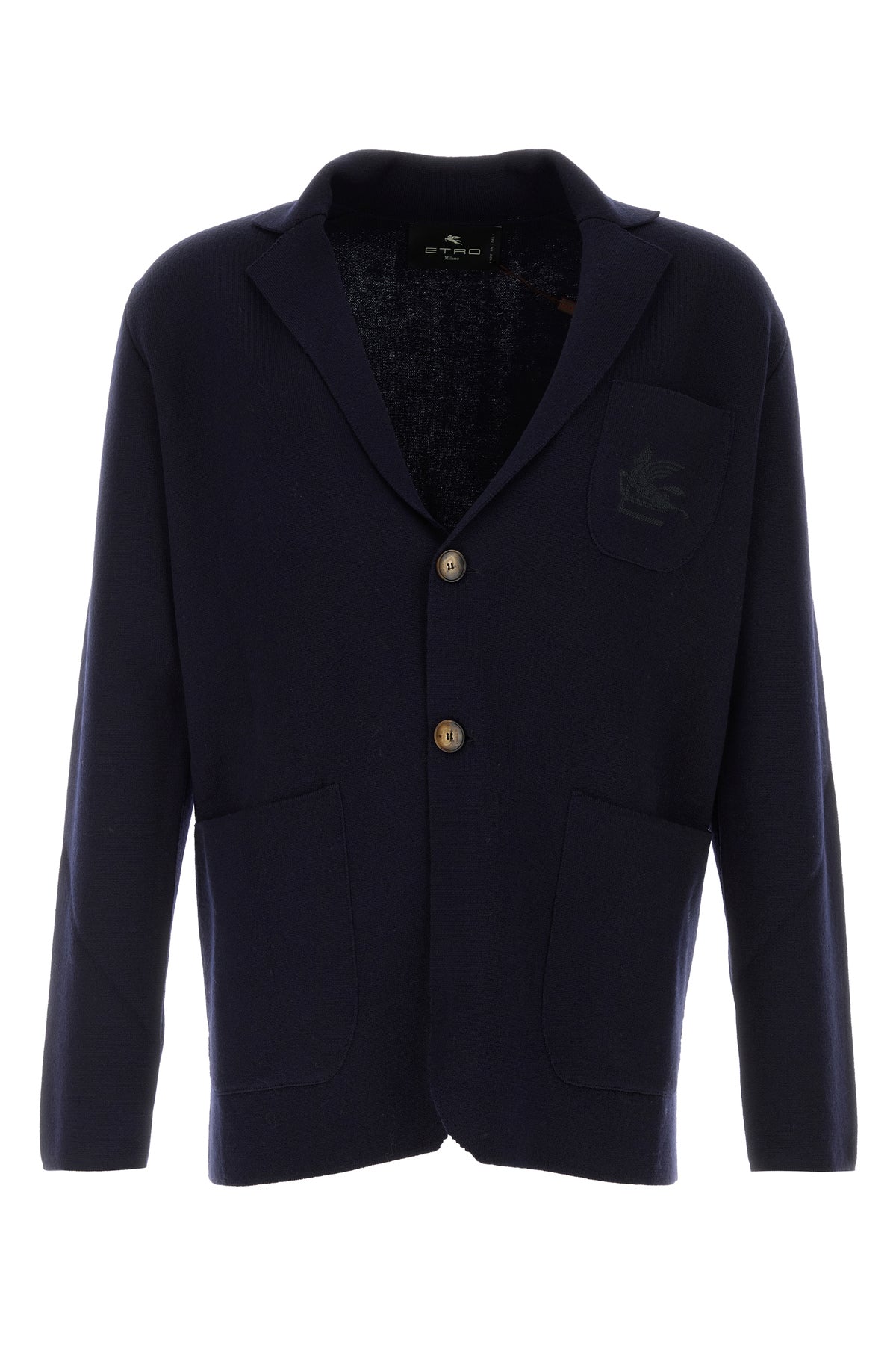 Etro Giacca in misto lana blu navy