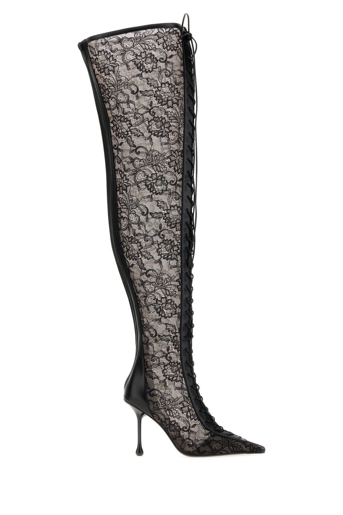 Jimmy Choo Stivali Scarlett neri in pizzo e nappa