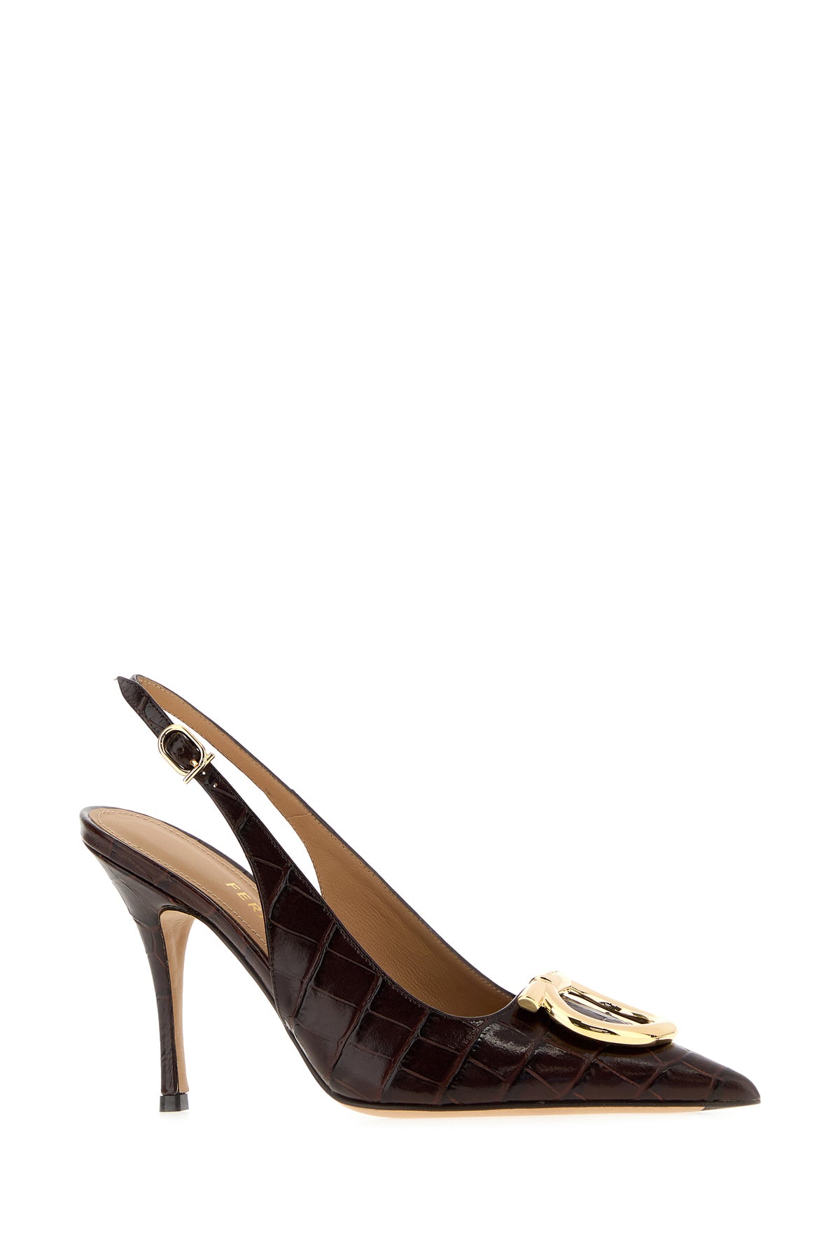 Ferragamo Scarpe con tacco Sara in pelle testa di moro, view 2